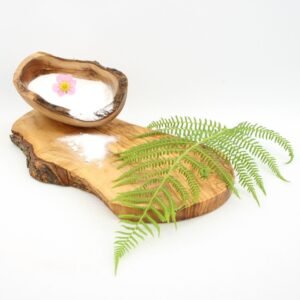 BIOLEO Basenpulver in einer Holzschüssel auf einem Holzbrett