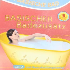 Frontetikett vom basischen pH 11 Badepulver